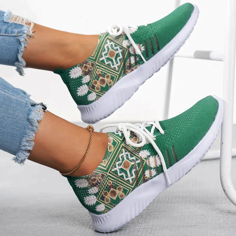 Kobiece Stylowe Syntetyczne Sneakersy z Oddychającego Materiału z Komfortową Wkładką