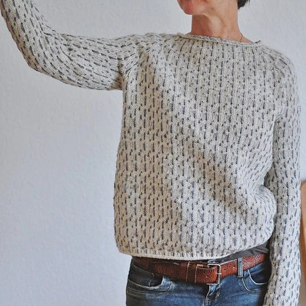 Damski Elegancki Sweter z Okrągłym Dekoltem Wykonany z Wysokiej Jakości Włókien Syntetycznych