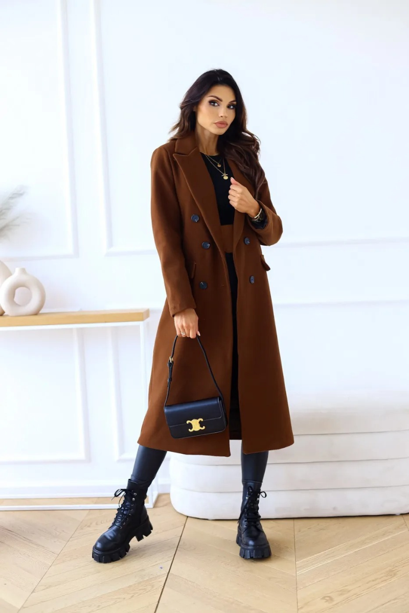 Variant image for Damski Elegancki Wysokiej Jakości Trenchcoat z Rewersami i Otwartym Przodem-17