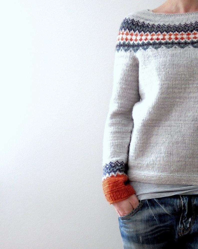 Damski Elegancki Wełniany Sweter z Wzorem Fair Isle z Miękkiego Materiału