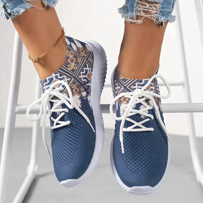 Kobiece Stylowe Syntetyczne Sneakersy z Oddychającego Materiału z Komfortową Wkładką