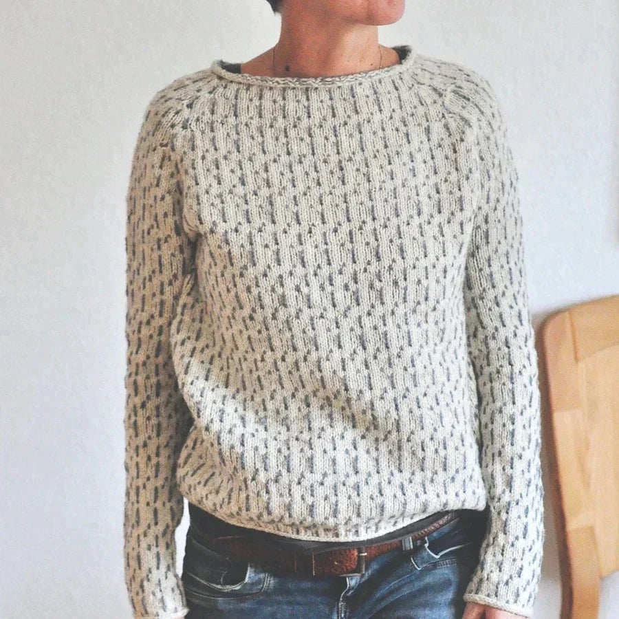 Damski Elegancki Sweter z Okrągłym Dekoltem Wykonany z Wysokiej Jakości Włókien Syntetycznych