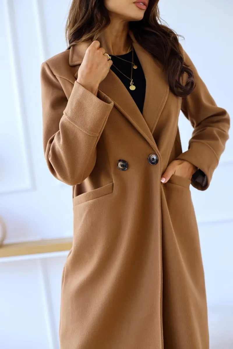 Variant image for Damski Elegancki Wysokiej Jakości Trenchcoat z Rewersami i Otwartym Przodem-1