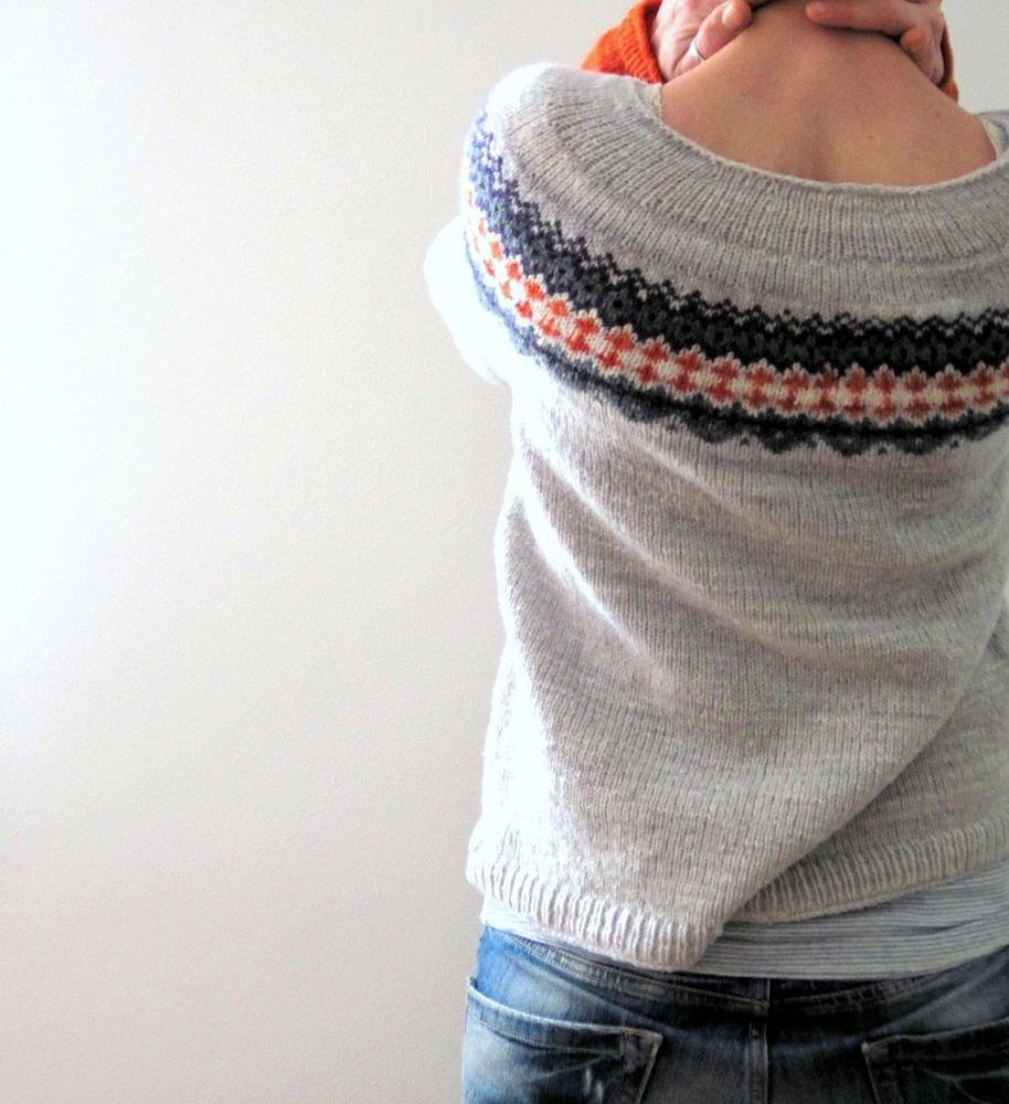 Damski Elegancki Wełniany Sweter z Wzorem Fair Isle z Miękkiego Materiału