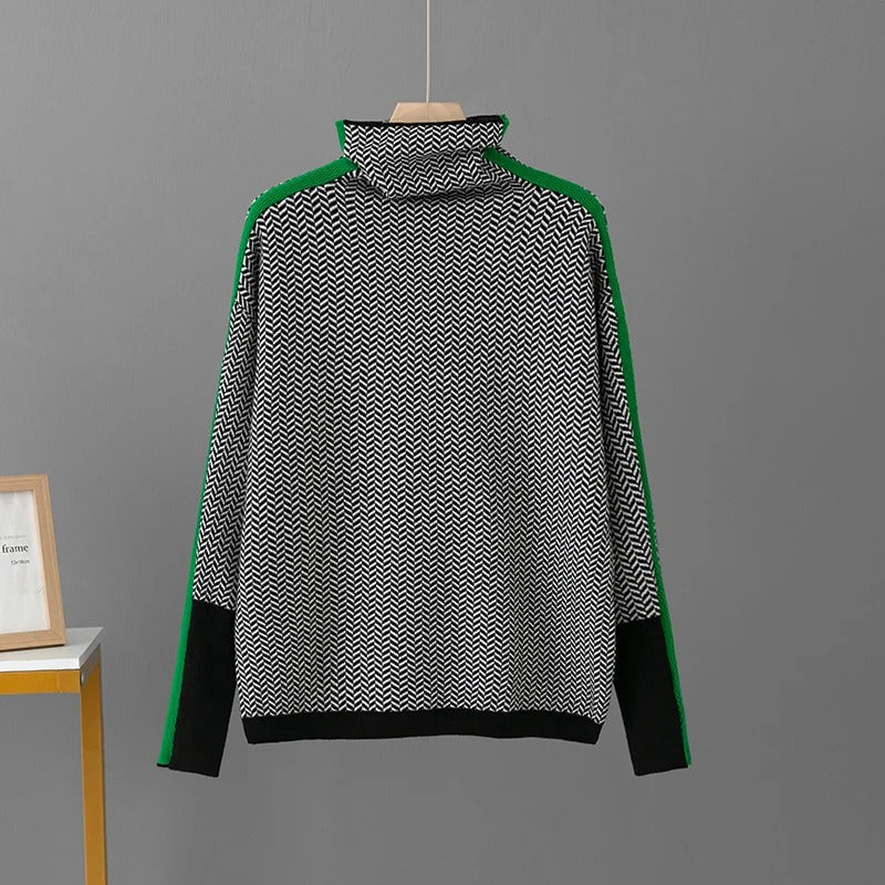 Stylowy Sweter z Kaszmirem, Golfem i Wzorem Geometrii dla Męski | Idealny na zimę