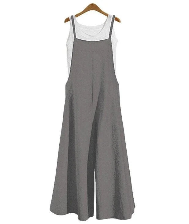 Variant image for Damski Luźny Bawełniany Jumpsuit z Regulowanymi Ramiączkami i Bocznych Kieszeniami-41