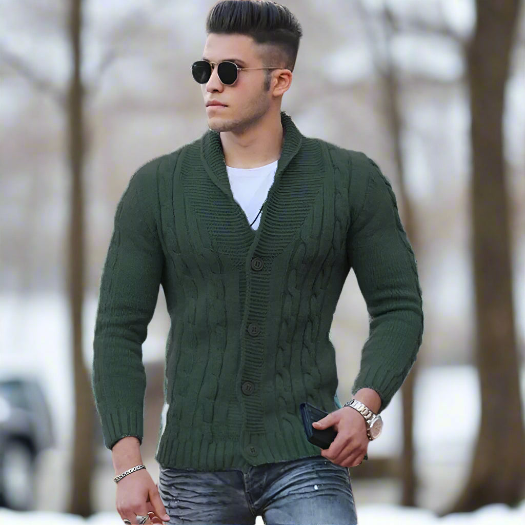 Casualny Slim Fit Kardigan Z Zapięciem na Guziki Męski | Idealny na Jesień/Zimę
