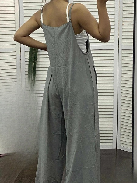 Damski Elegancki Wysokiej Jakości Jumpsuit z Szerokimi Nogawkami i Ramiączkami