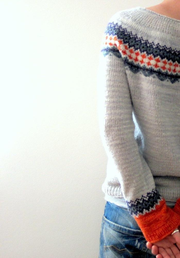 Damski Elegancki Wełniany Sweter z Wzorem Fair Isle z Miękkiego Materiału