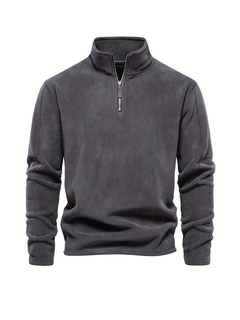 Męski Stylowy Corduroy Sweter z Pół-Zipem z Wysokiej Jakości Materiału