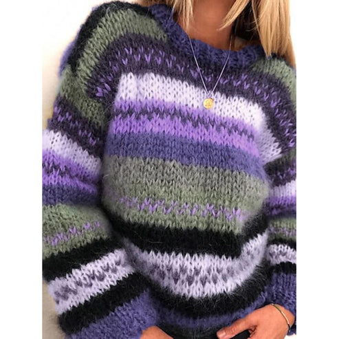 Damski Nowoczesny Akrylowy Sweter z Asymetrycznymi Liniami