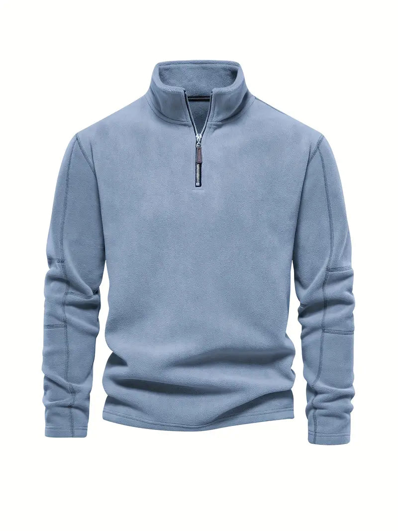 Męski Stylowy Corduroy Sweter z Pół-Zipem z Wysokiej Jakości Materiału