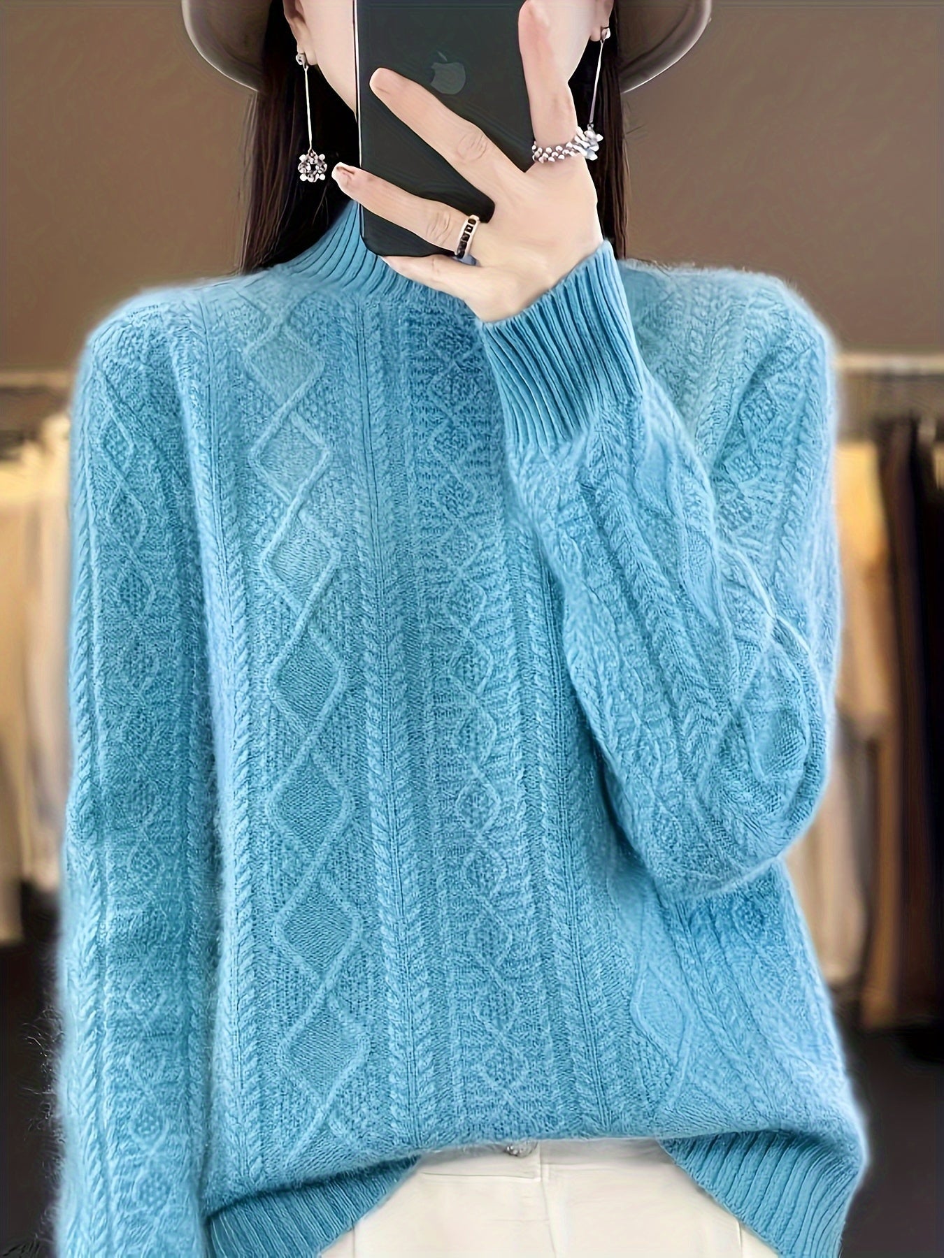 Wygodny Sweter Pulower z Wełny z Długimi Rękawami Damski | Idealne na zimę