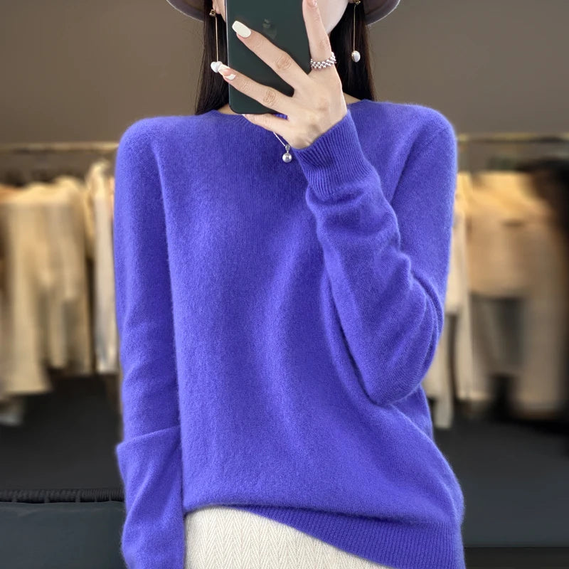 Damski Sweter z Okrągłym Dekoltem