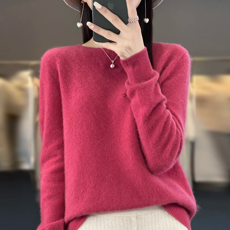 Damski Sweter z Okrągłym Dekoltem