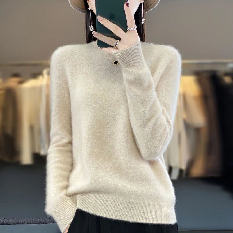 Damski Sweter z Okrągłym Dekoltem