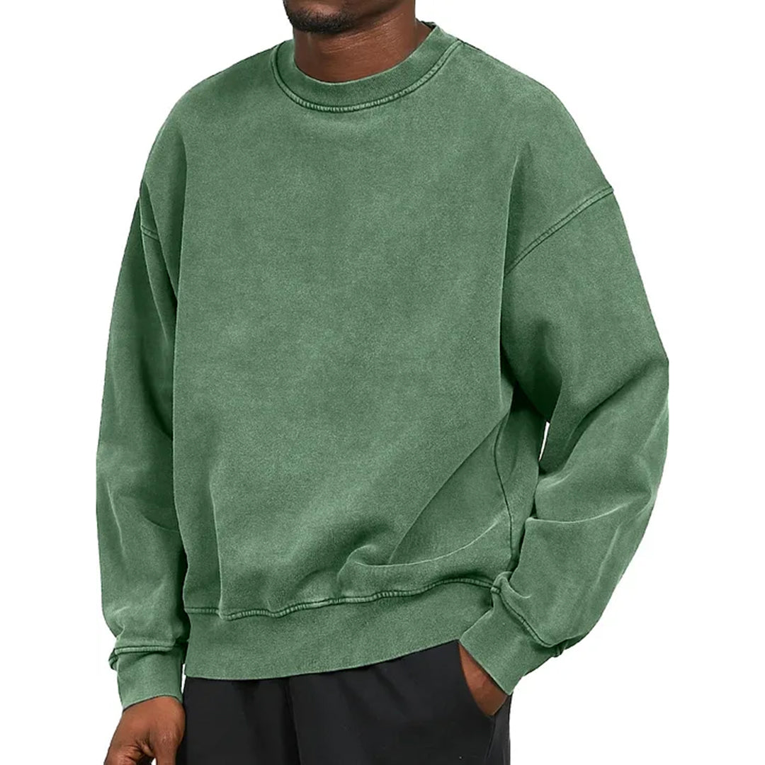 Vintage Styl Sweter z Okrągłym Kołnierzem, Luźny Męski | Idealny na Jesień/Zimę