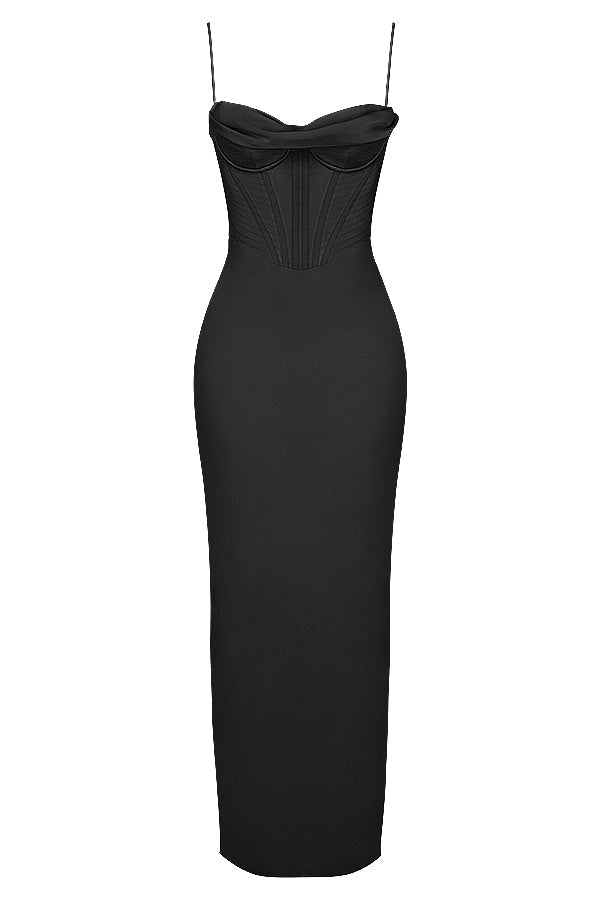 Sukienka Maxi Bodycon z Cienkimi Ramiączkami