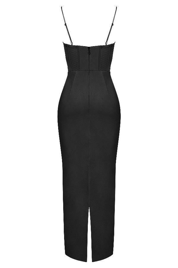 Sukienka Maxi Bodycon z Cienkimi Ramiączkami