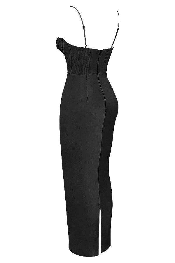 Sukienka Maxi Bodycon z Cienkimi Ramiączkami