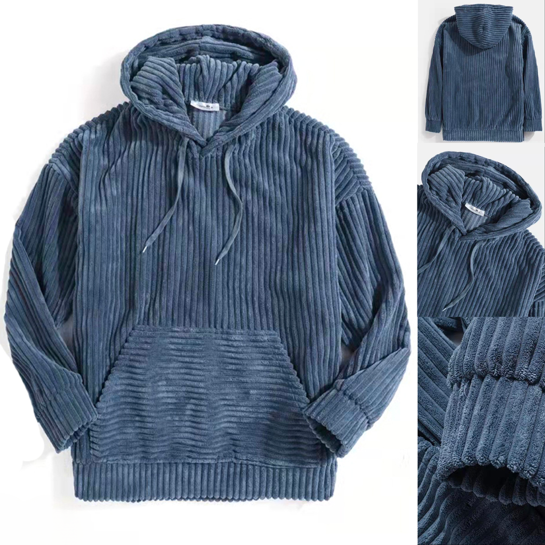 Męska Luźna Bluza z Kapturem i Kieszenią Kangurką