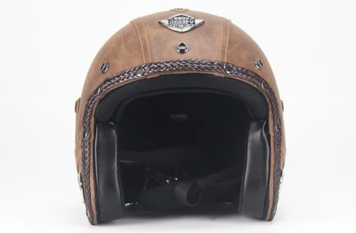 Męski Retro Kask Motocyklowy z Odczepianą Wnętrznością do Jazdy na Skuterze