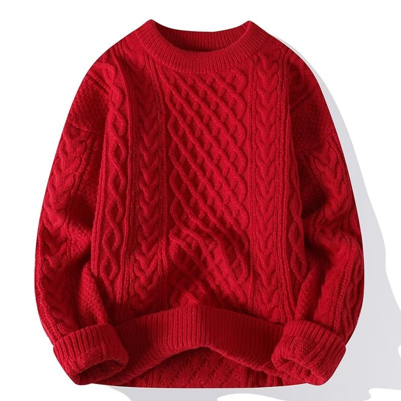 Męski Sweter o Luźnym Kroju ze Skręconą Fakturą