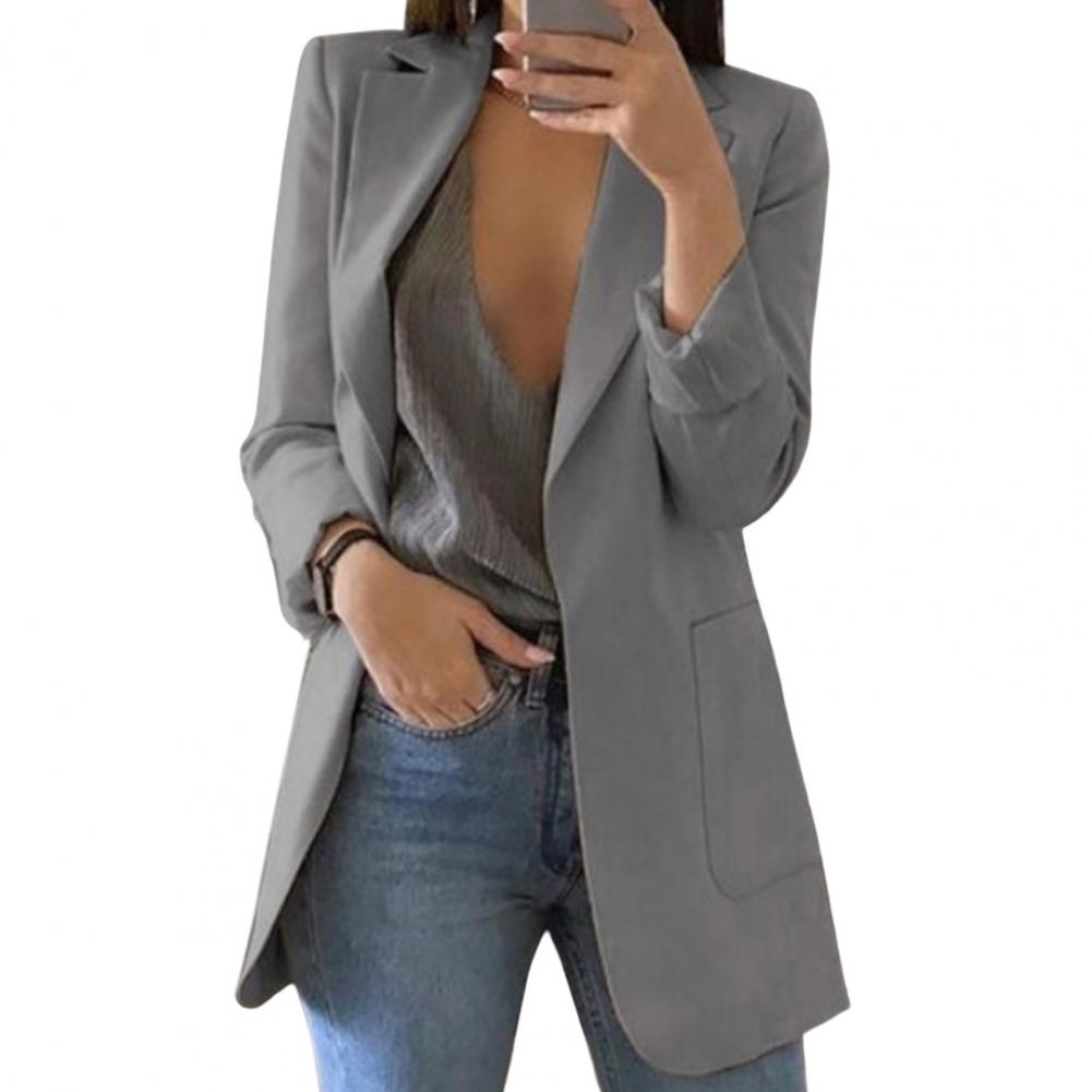 Damski Elegancki Wysokiej Jakości Blazer Slim Fit z Długimi Rękawami