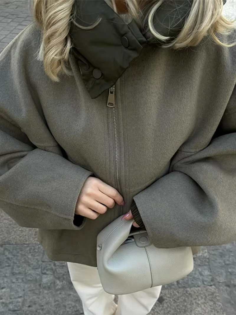 Elegancka Wełniana Kurtka z Kapturem Damski | Idealna na Jesień/Zimę