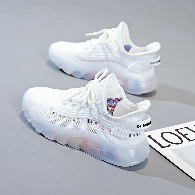 Damskie Wygodne Tekstylne Sneakersy z Wysoką Cholewką i Grubą Podeszwą