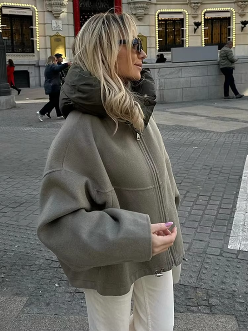 Elegancka Wełniana Kurtka z Kapturem Damski | Idealna na Jesień/Zimę