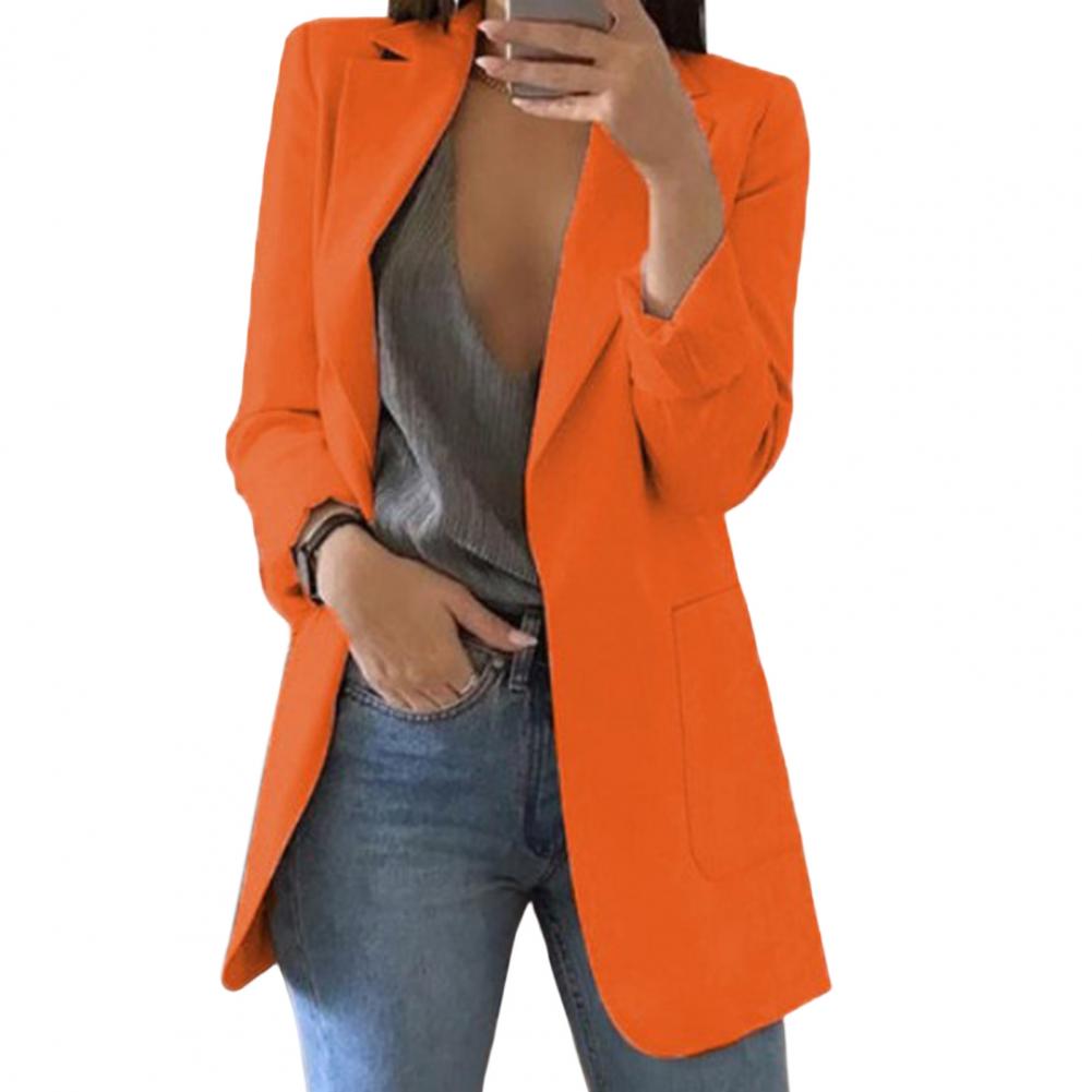 Damski Elegancki Wysokiej Jakości Blazer Slim Fit z Długimi Rękawami