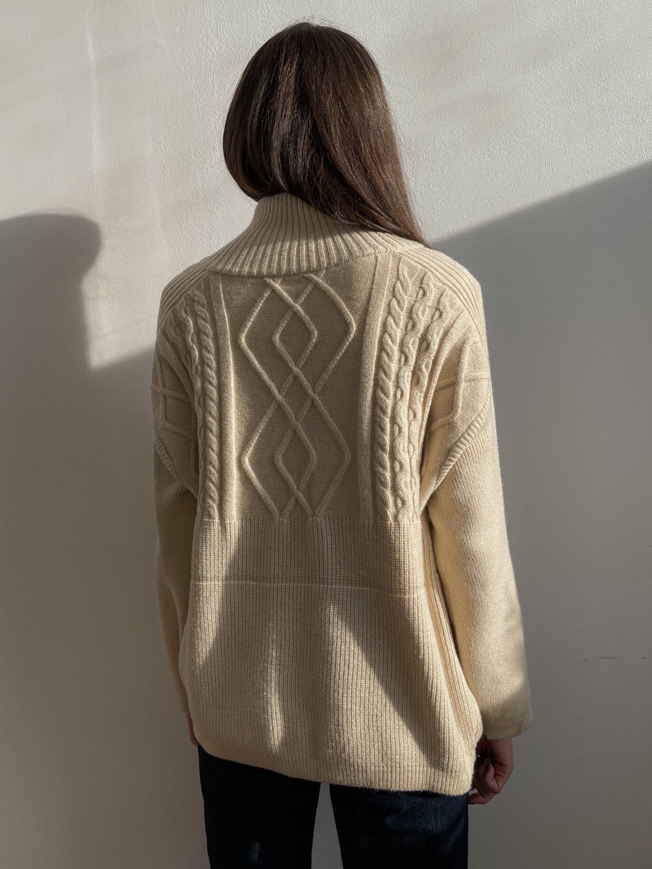 Damski Elegancki Akrylowy Sweter z Wysokim Kołnierzem dla Komfortu i Stylu