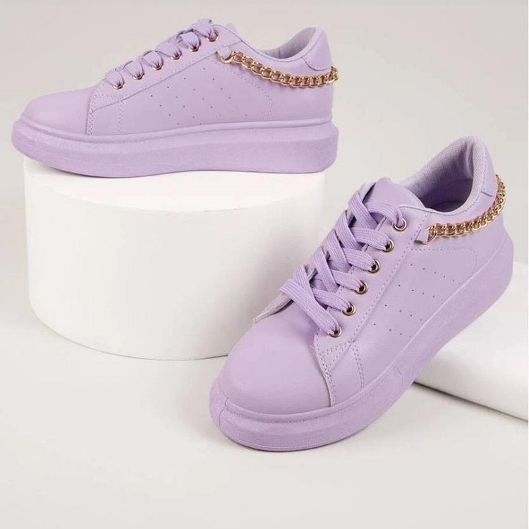 Sneakersy Damskie Stylowe Oddychające z Łańcuchem
