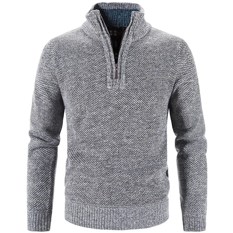 Vintage Gruby Sweter z Kołnierzem Z Zamekiem, Stojący Męski | Idealny na Jesień/Zimę