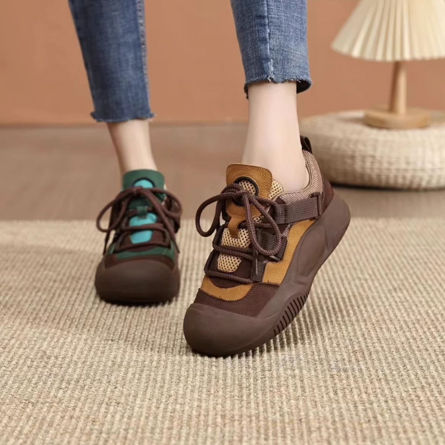 Damskie Eleganckie Elastyczne Sneakersy na Platformie z Grubą Podeszwą