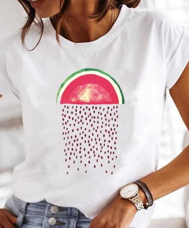 Variant image for T Shirt Damski Oversize Bawełna z Ekstrawaganckim Wzorem na Lato-10