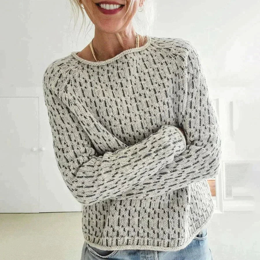 Damski Elegancki Sweter z Okrągłym Dekoltem Wykonany z Wysokiej Jakości Włókien Syntetycznych
