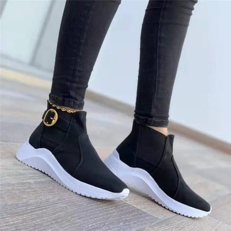 Eleganckie Wsuwane Buty Za Kostkę Z Klamrą Damski | Chic i Idealne na Wszystkie Sezony