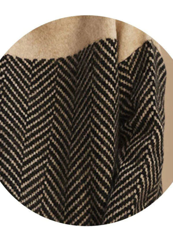 Elegancki Dzianinowy Brązowy Sweter z Golfem Damski | Idealny na Jesień/Zimę