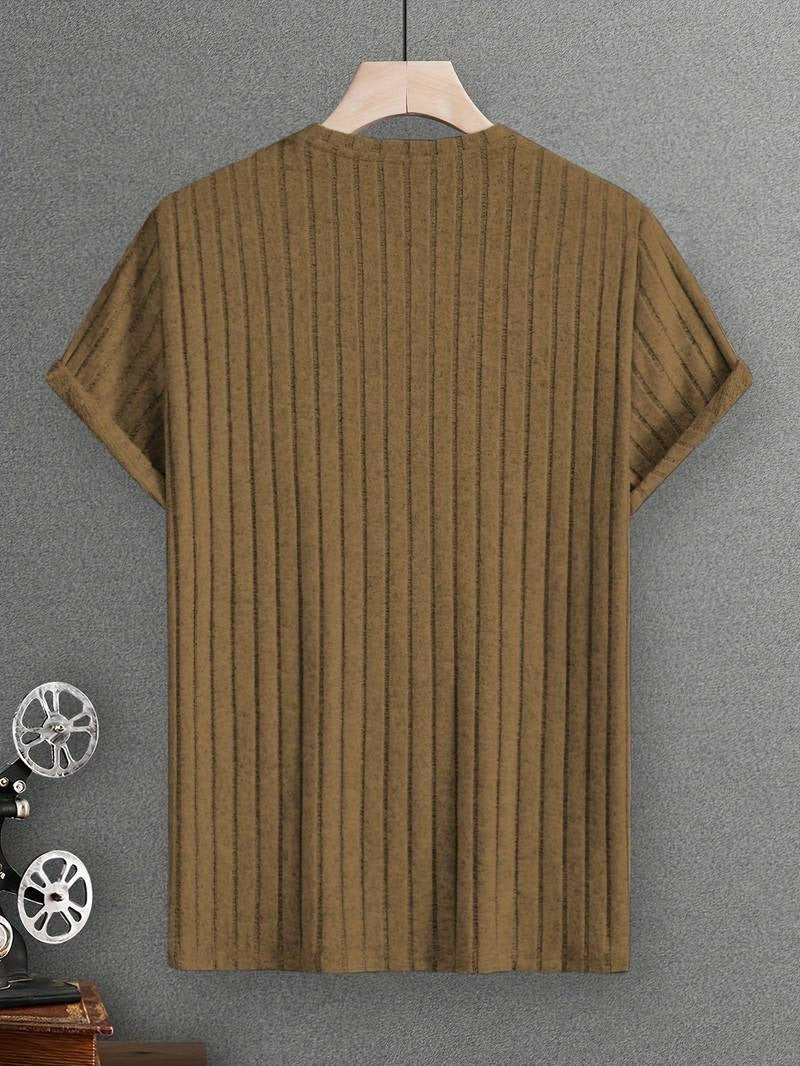 T-Shirt z Okrągłym Dekoltem i Podwijanymi Rękawami Męski | Idealny na Wiosnę/Lato