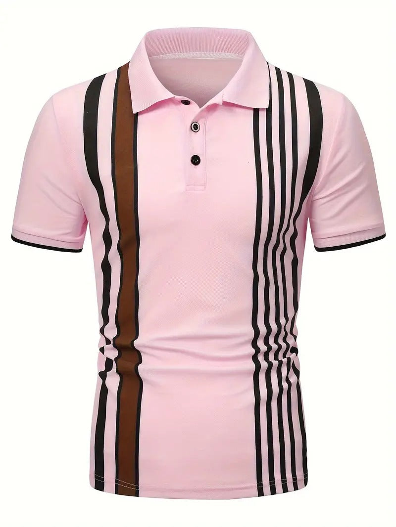 Luźna Koszulka Polo w Paski Męski | Idealna na Wiosnę/Lato
