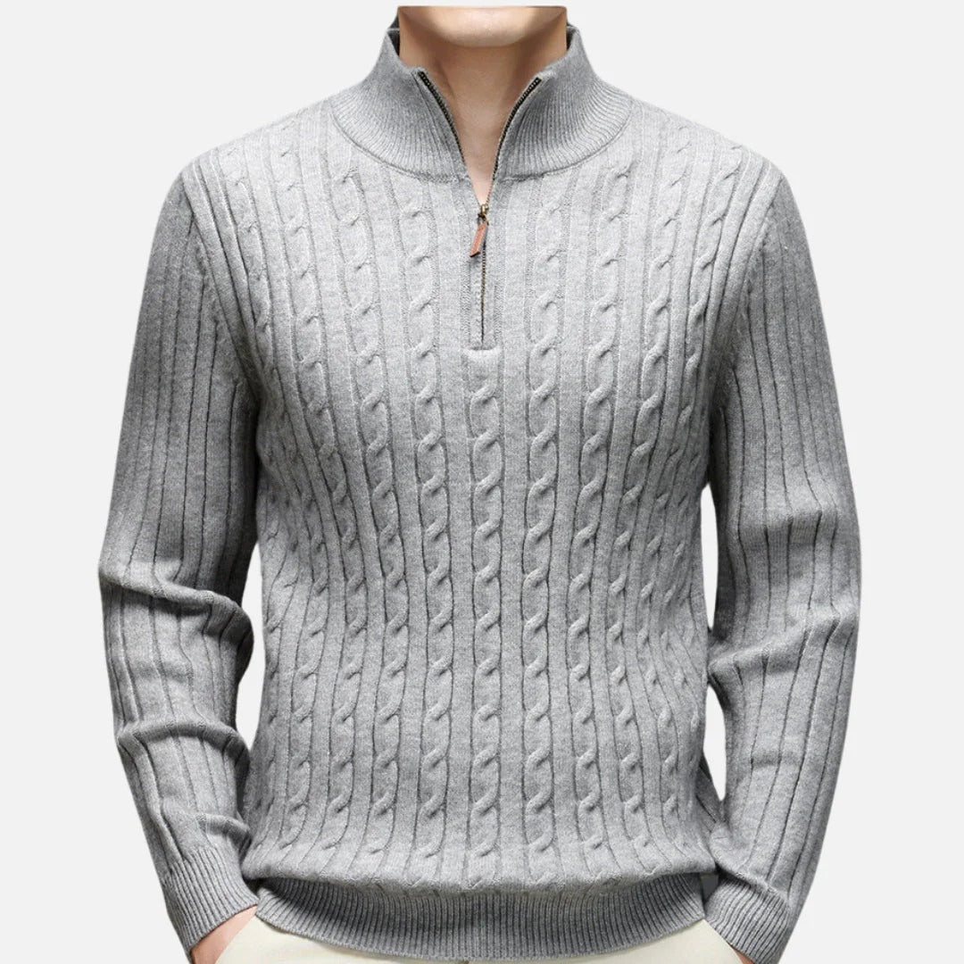 Funkcjonalny Dzianinowy Sweter z Zamkiem Męski | Idealny na Jesień/Zimę