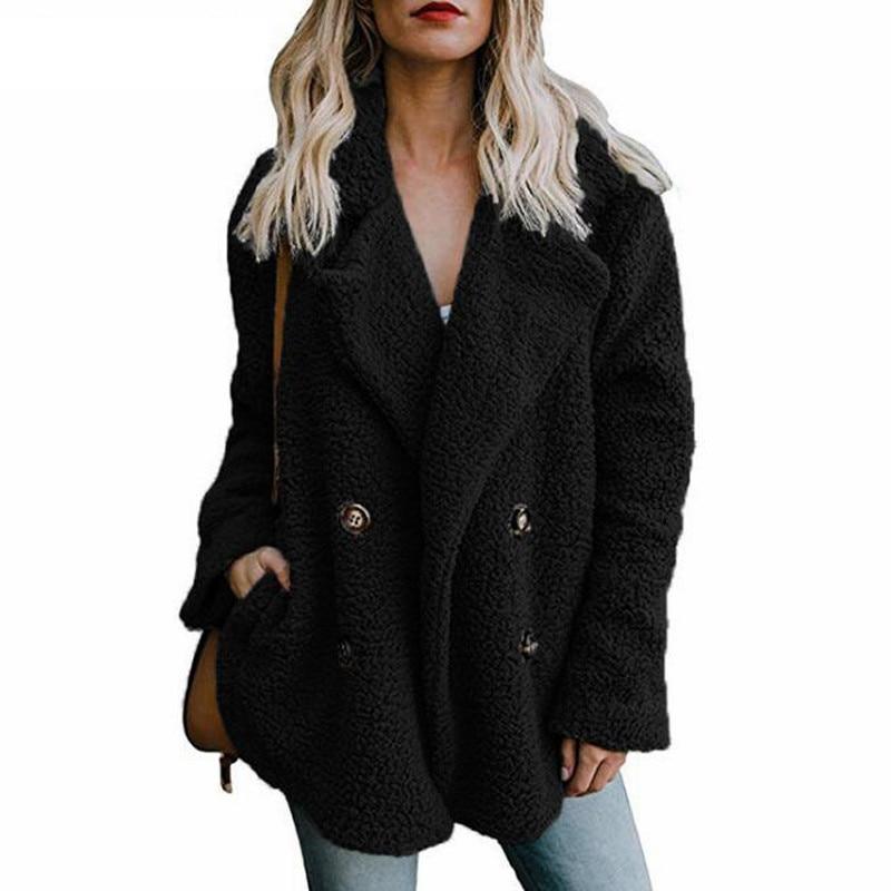 Trendy Kurtka Zimowa z Polaru z Guzikami i Klapami Damski | Idealna na Jesień/Zimę