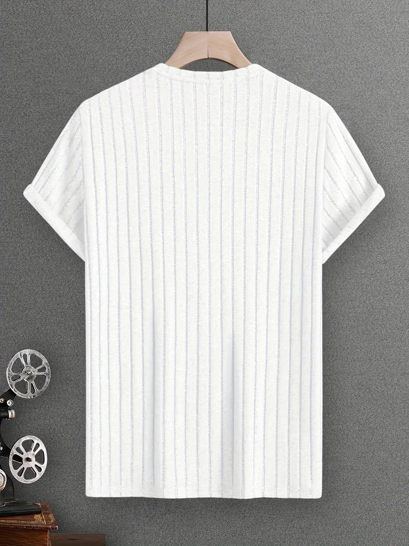 T-Shirt z Okrągłym Dekoltem i Podwijanymi Rękawami Męski | Idealny na Wiosnę/Lato