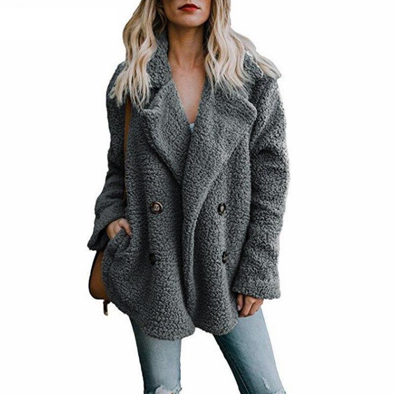 Trendy Kurtka Zimowa z Polaru z Guzikami i Klapami Damski | Idealna na Jesień/Zimę