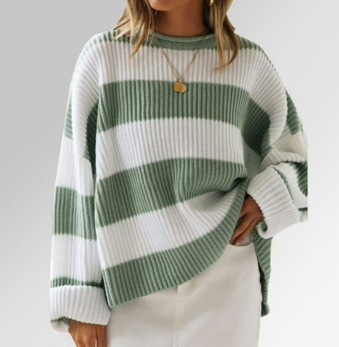 Variant image for Damski Modny Lekki Sweter z Długim Rękawem z Unikalnym Wzorem-33