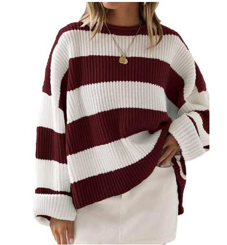 Variant image for Damski Modny Lekki Sweter z Długim Rękawem z Unikalnym Wzorem-29