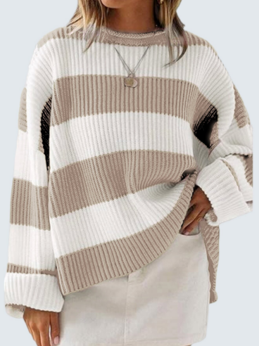 Variant image for Damski Modny Lekki Sweter z Długim Rękawem z Unikalnym Wzorem-25