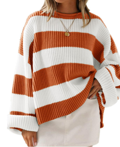 Variant image for Damski Modny Lekki Sweter z Długim Rękawem z Unikalnym Wzorem-21